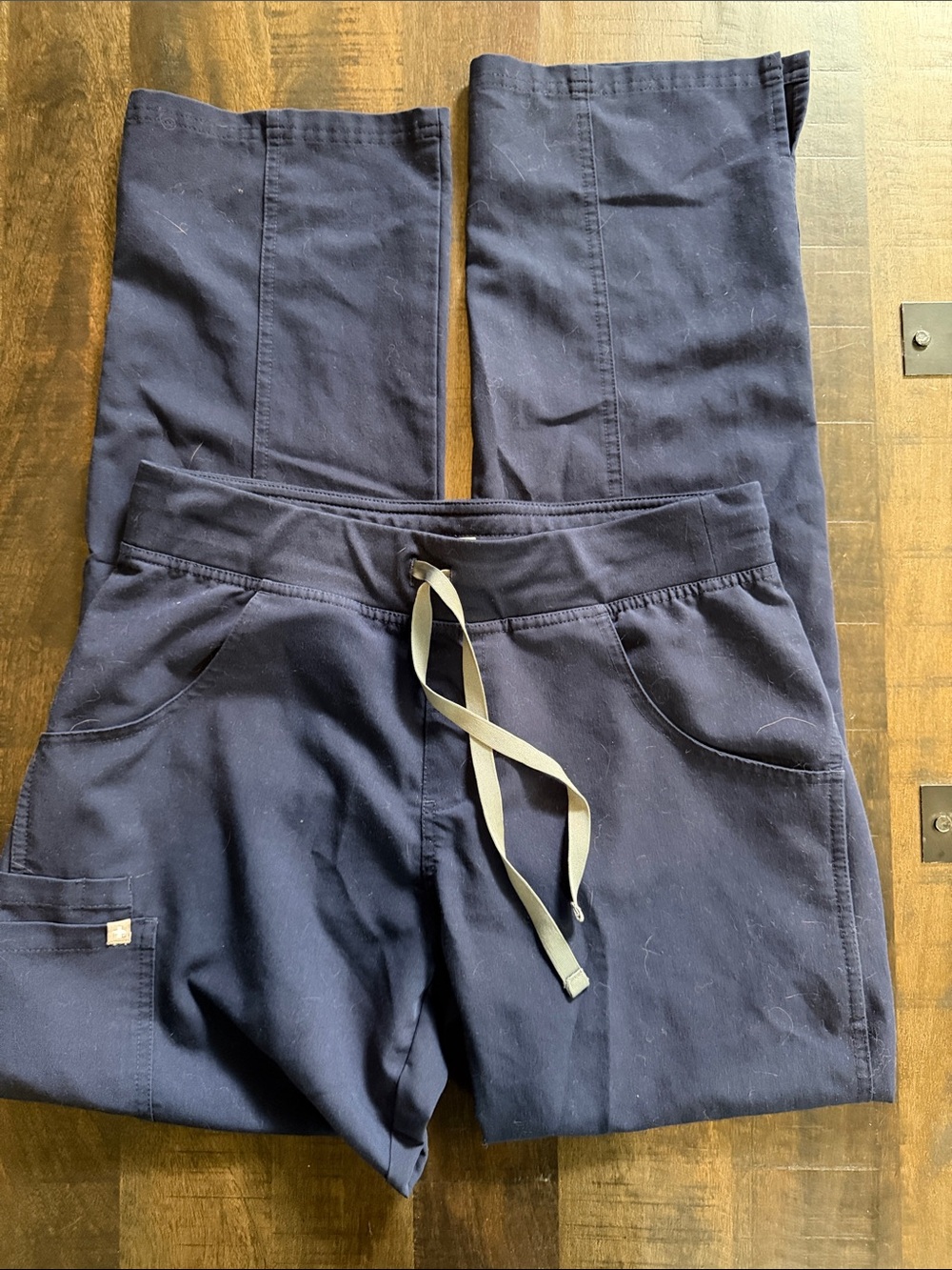 Navy FIGS Drawstring Cargo Pocket Scrub Pants